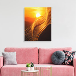 Gouden Horizon — Abstracte Canvas Wandkunst Afdruk