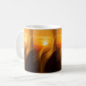 Gouden Horizon — Abstracte Moderne Koffiemok (Voorkant links)