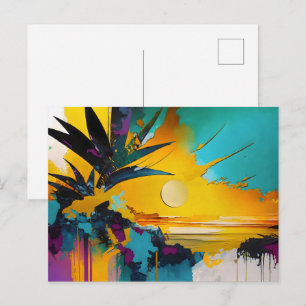 Gouden Horizon – Abstracte Tropische Zonsondergang Briefkaart