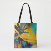 Gouden Horizon – Abstracte Tropische Zonsondergang Tote Bag (Voorkant)