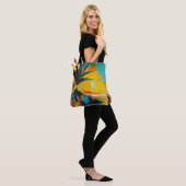 Gouden Horizon – Abstracte Tropische Zonsondergang Tote Bag (Op model)