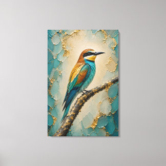 Gouden Horizon Bijeneter – Luxe Impasto Canvas Afdruk