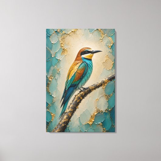 Gouden Horizon Bijeneter – Luxe Impasto Canvas Afdruk (Voorkant)