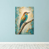 Gouden Horizon Bijeneter – Luxe Impasto Canvas Afdruk (Insitu (Houten vloer))
