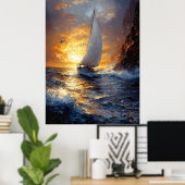 Gouden Horizon – Impressionistisch Zeegezicht Poster (Thuiskantoor)