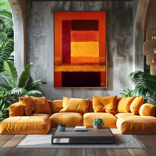 Gouden Horizon Kleurveld Abstracte Moderne Wand Poster