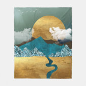 Gouden horizon met blauwe bergen fleece deken (Voorkant)
