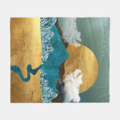 Gouden horizon met blauwe bergen fleece deken (Voorkant (Horizontaal))