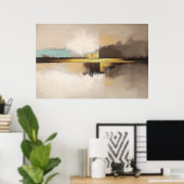 Gouden Horizon – Minimalistisch Abstract Landschap Poster (Thuiskantoor)