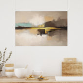 Gouden Horizon – Minimalistisch Abstract Landschap Poster (Keuken)