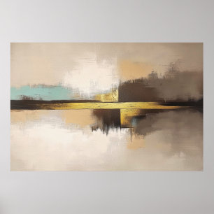 Gouden Horizon – Minimalistisch Abstract Landschap Poster