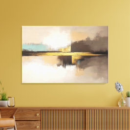 Gouden Horizon – Minimalistische Abstracte Landsch Canvas Afdruk