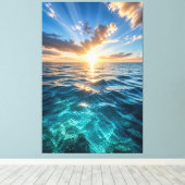 Gouden Horizon Oceaan Canvasprint Canvas Afdruk (Insitu (Houten vloer))