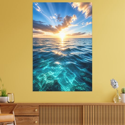 Gouden Horizon Oceaan Canvasprint Canvas Afdruk (Insitu (Woonkamer))