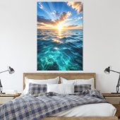 Gouden Horizon Oceaan Canvasprint Canvas Afdruk (Insitu (Slaapkamer))