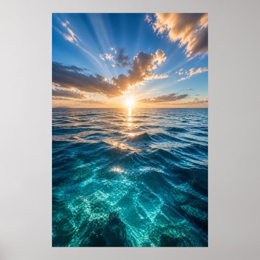 Gouden Horizon Oceaan Poster (Voorkant)
