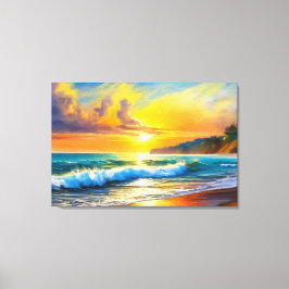 Gouden Horizon: Zonsondergang Sereniteit Canvas Afdruk