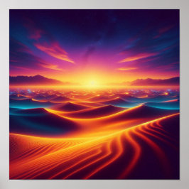 Gouden Horizon Zonsondergang Woestijn Gloed Droom Poster