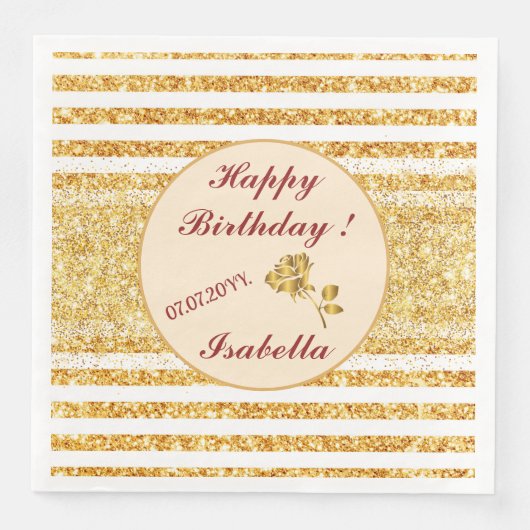 Gouden Horizontale Glitter Boho Populaire Collecti Servet (Voorkant)