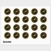 GOUDEN HORSE EN HOEFIJZERS RONDE STICKER (Vel)