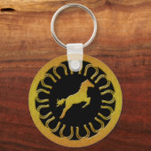 GOUDEN HORSE EN HOEFIJZERS SLEUTELHANGER (Voorkant)