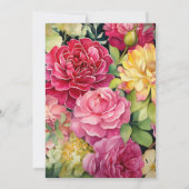 Gouden, Hot-Pink en Groene Bloemen Bruiloft Kaart (Achterkant)