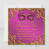 Gouden Hot Pink Mask Masquerade Ball Party Kaart (Achterkant)