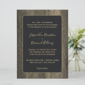 Gouden Houten Graan Bruiloft Kaart (Staand voorkant)