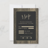 Gouden Houten Graan Bruiloft RSVP Kaartje (Voorkant)