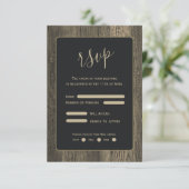 Gouden Houten Graan Bruiloft RSVP Kaartje (Staand voorkant)
