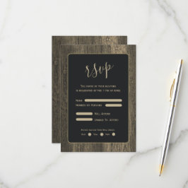 Gouden Houten Graan Bruiloft RSVP Kaartje