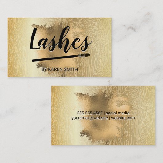 Gouden houtnerflijn | Goud folie | Wimpers Afsprakenkaartje (Voorkant / Achterkant)