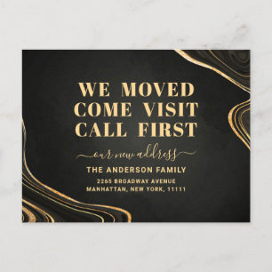 Gouden houtskool Nieuw adres Bewegende aankondigin Briefkaart