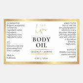 Gouden Huidverzorgingslichaamsolie 4 OZ Kosmetisch Rechthoekige Sticker (Voorkant)