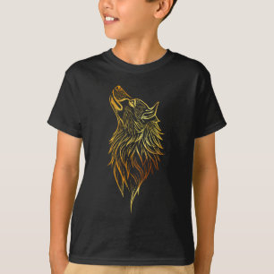 Gouden Huilende Wolf – Tribal Spirit Dierenontwerp T-shirt