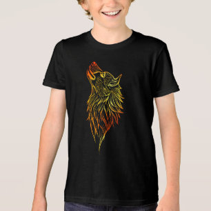 Gouden Huilende Wolf – Tribal Spirit Dierenontwerp Tri-Blend Shirt