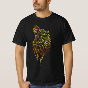Gouden Huilende Wolf – Tribale Spirituele Dier Ont T-shirt
