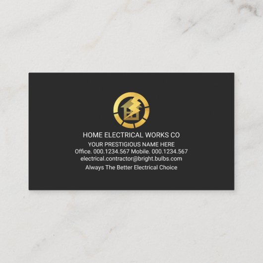 Gouden Huis Elektrische Iconen Power Line Visitekaartje (Achterkant)