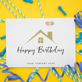 Gouden huis met ballonnen gefeliciteerd realty briefkaart