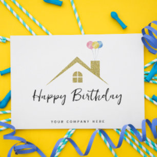 Gouden huis met ballonnen gefeliciteerd realty briefkaart