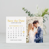 Gouden Huwelijksdag Spara de Datum Kalender Foto Folie Uitnodiging (Staand Voorkant)