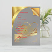 Gouden Huwelijksdetails Kaart | Bewerkbare Informa (Staand voorkant)