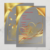Gouden Huwelijksdetails Kaart | Bewerkbare Informa (Voorkant / Achterkant)