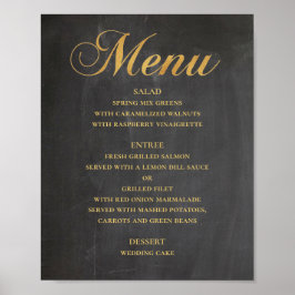 Gouden huwelijksdiner menu. Elegant krijtbord Poster