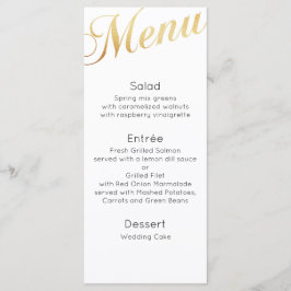 Gouden huwelijksdiner menu. Elegante tafeldecorati Menu