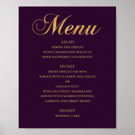 Gouden huwelijksdiner menu. Paars elegant eenvoudi Poster
