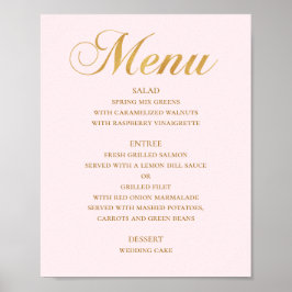 Gouden huwelijksdiner menu. Roze elegant eenvoudig Poster