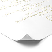 Gouden huwelijksdranken menu fancy script bord poster (Hoek)