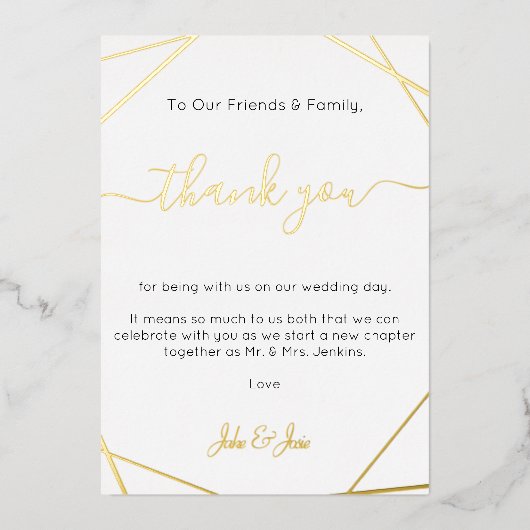 Gouden Huwelijksgeometrische dank u Tafel Kaart (Voorkant)