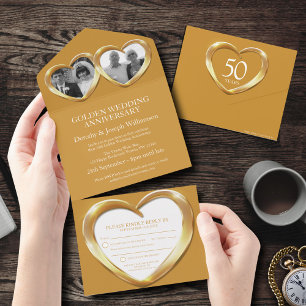 Gouden huwelijksjubileum 50 jaar feest evenement all in one uitnodiging